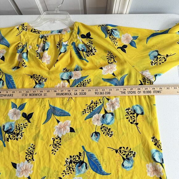 Violet + Claire Floral Blouse Size 3X Yellow Colorful Bell Sleeve Career Pretty - Picture 6 of 8
